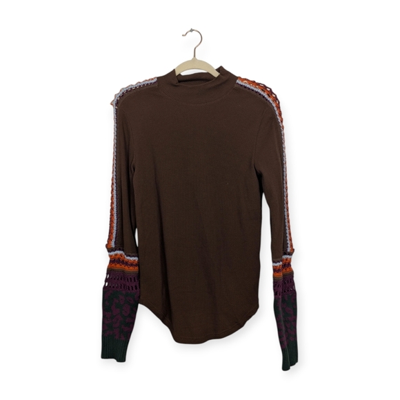Free People Sweaters - NWT Free People Chocolate Combo Switch It Up Thermal Top Size L